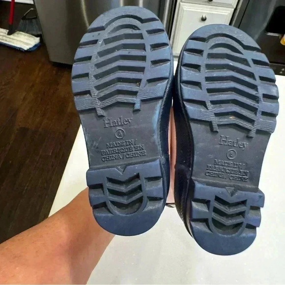 Hatley Little Girls Solid Pink Navy Trim Rain Boots Size 6 - Picture 7 of 9